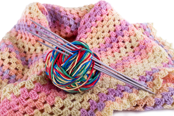 Female scarf and ball of threads - Фото, изображение