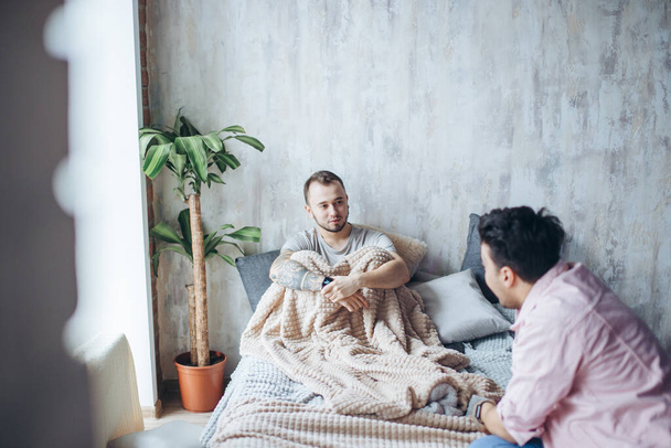Gay couple at home, intimate moments of private life - Homosexual partners - Foto, Bild