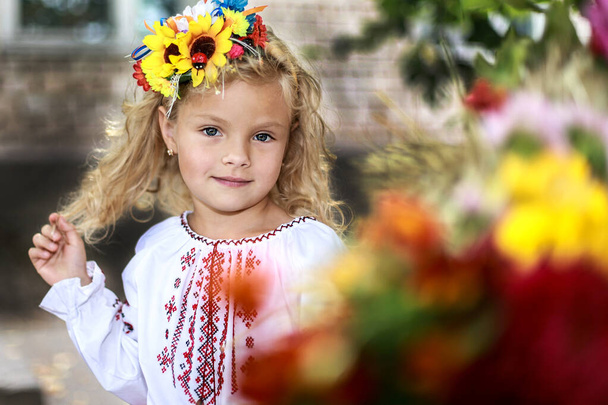 маленька українська дівчинка в національному вбранні - Фото, зображення