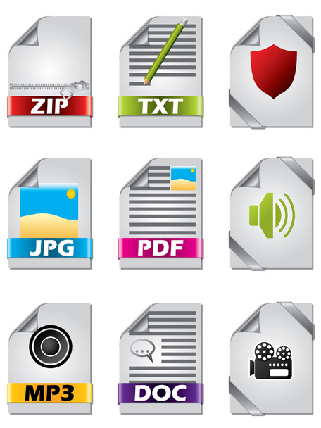 Symbolsatz für Dateien - Vektor, Bild