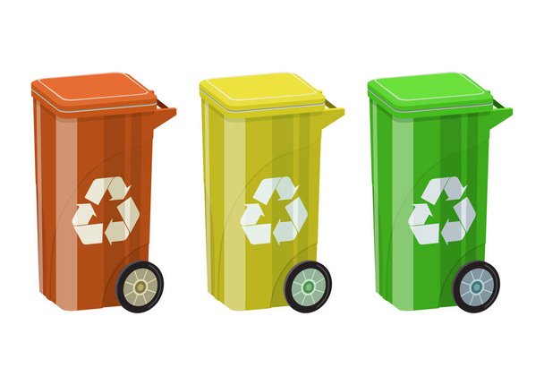 Colorido conjunto de papelera de reciclaje. ilustraciones vectoriales
 - Vector, Imagen