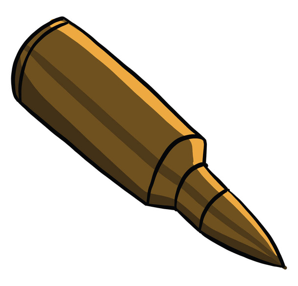 Golden bullet, illustration, vector on white background - Vector, Image