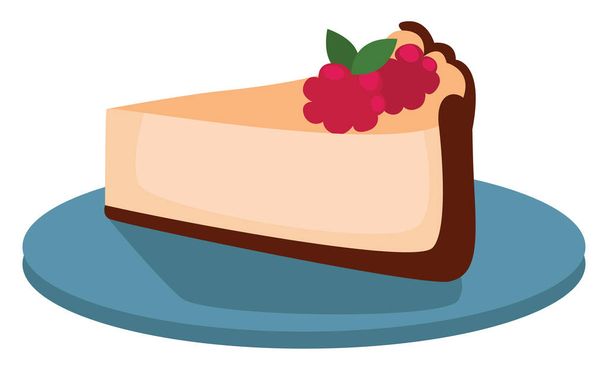 Tarta de queso en el plato, ilustración, vector sobre fondo blanco - Vector, Imagen