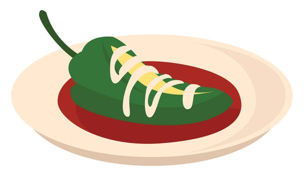 Green hot pepper, illustration, vector on white background - Vector, Image
