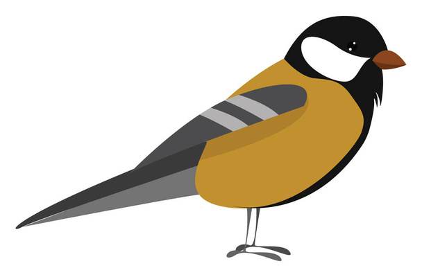 Great tit, illustration, vector on white background - Vector, Image