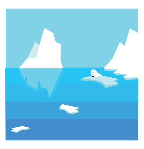 大きな氷山、イラスト、白い背景のベクトル - ベクター画像