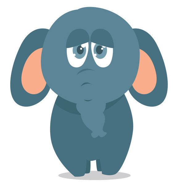 Sad elephant, illustration, vector on white background - Vector, Image