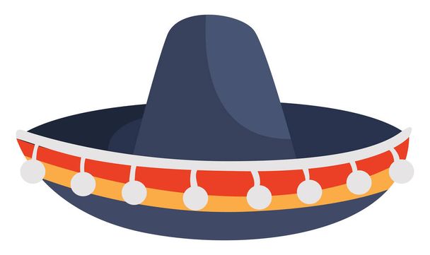 Blue sombrero, illustration, vector on white background - Vector, Image