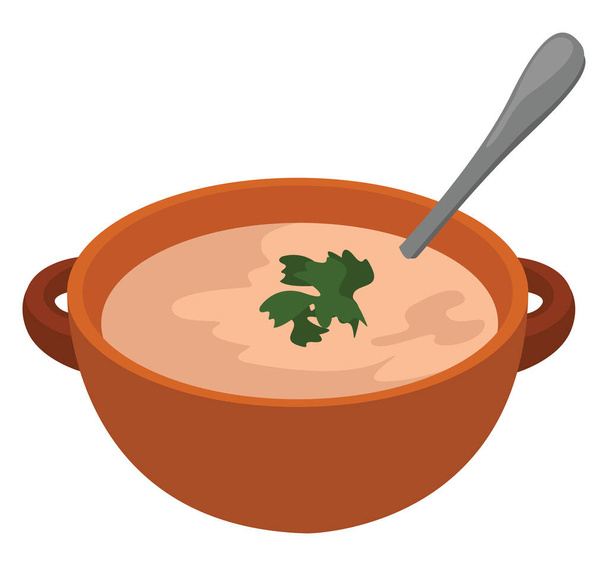 Tasty soup, illustration, vector on white background - Вектор,изображение