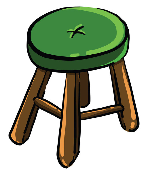 Green stool, illustration, vector on white background - Vector, Image