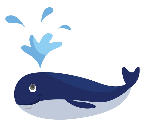 Blue whale, illustration, vector on white background - Vector, Image