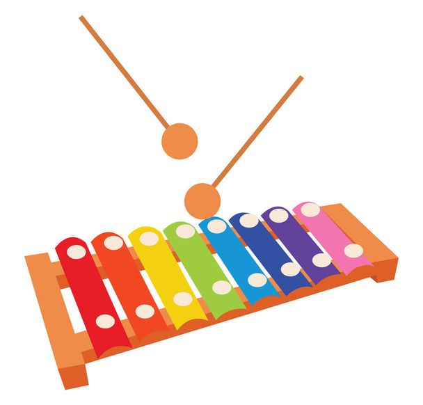 Renkli ksilofon, resimleme, beyaz arkaplan üzerindeki vektör - Vektör, Görsel