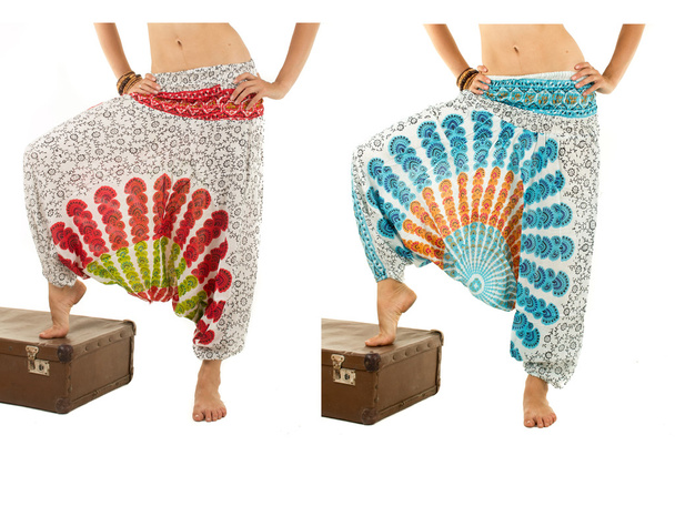Multi-Color Harem Pants with Indian Pattern - Photo, Image
