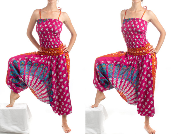 Pantalon de harem multicolore avec motif indien
 - Photo, image
