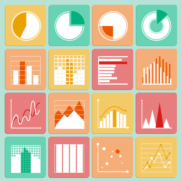 Icons set of business presentation charts and graphs - Vektori, kuva