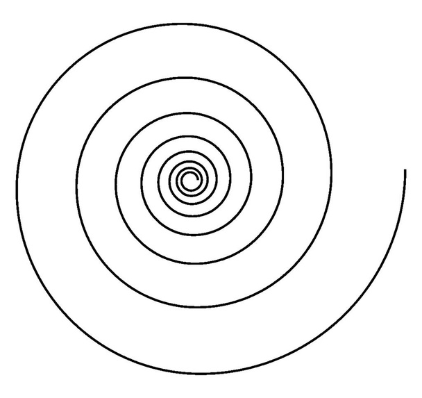 Spiraalkromme is een kromme die zich vanaf een punt verspreidt en zich vanaf dat punt voortdurend terugtrekt, vintage lijntekening of graveerillustratie. - Vector, afbeelding