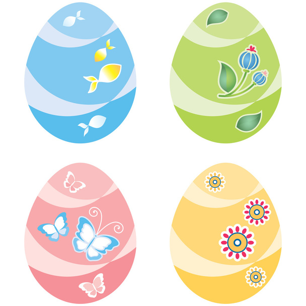 Easter eggs, four variants of color - Διάνυσμα, εικόνα
