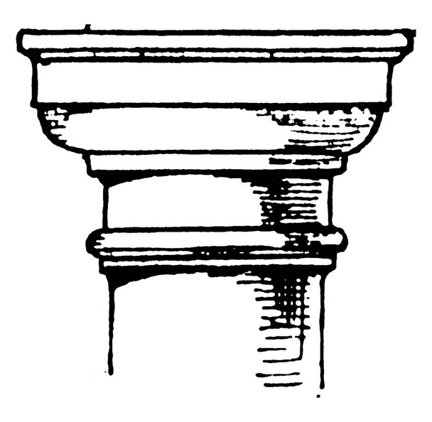 Capital of a Tuscan column, vintage line drawing or engraving illustration. - Vetor, Imagem