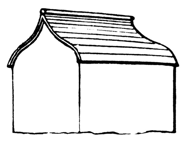 Ogee Roof, a type of roof, looks similar to a, 'S-shape', with two arcs that curve in opposite senses, such that the ends are parallel, vintage line drawing or engraving illustration. - Vector, Image