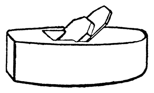 Тип ручной плоскости, который служит в качестве плотницкого инструмента для обработки, сглаживания и отделки дерева, используя мышечную силу, рисунок винтажной линии или гравировки иллюстрации. - Вектор,изображение