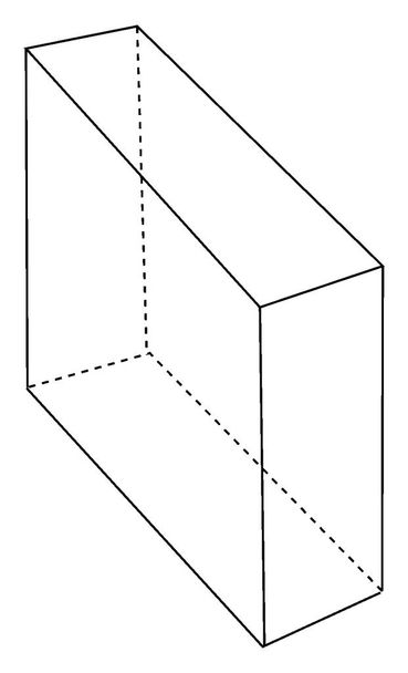 Ein rechteckiges rechteckiges Prisma, in einem Winkel betrachtet, die Basen sind kongruente Rechtecke und die gegenüberliegenden Flächen sind kongruente Rechtecke, Vintage-Linienzeichnung oder Gravierillustration. - Vektor, Bild