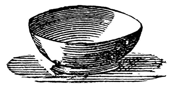 Tipikus ábrázolása egy tál, egy homorú edény, hogy tartsa folyadékok, mint a levesek és ételek. A tálakat világszerte használják ősidők óta, évjárat rajz vagy gravírozás illusztráció  - Vektor, kép