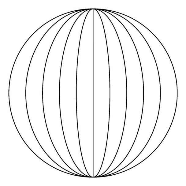 Чотири еліпси всередині кола з вертикальною лінією в центрі. Основною віссю еліпсів є вертикальна вісь, вінтажний малюнок лінії або гравюрна ілюстрація
. - Вектор, зображення