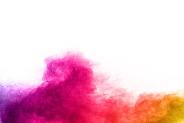 abstract powder splatted background. Colorful powder explosion on white background. Colored cloud. Colorful dust explode. Paint Holi. - Foto, imagen