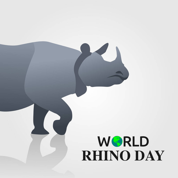 Gráfico vectorial del día mundial del rinoceronte bueno para la celebración del día mundial del rinoceronte. diseño plano. flyer design.flat ilustración. rinoceronte. animal
. - Vector, imagen