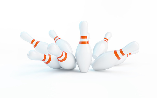 bowling strike on a white background - Photo, Image