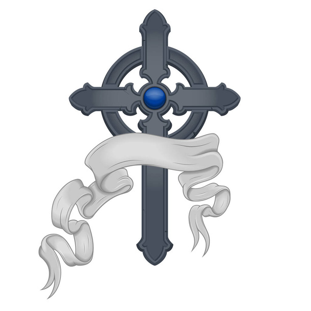 векторний дизайн хреста зі стрічкою
 - Вектор, зображення