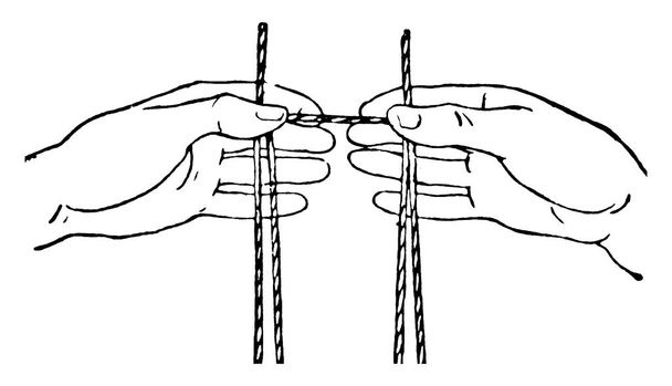 Figure showing Tying a knot with hands, vintage line drawing or engraving illustration. - Vector, Image