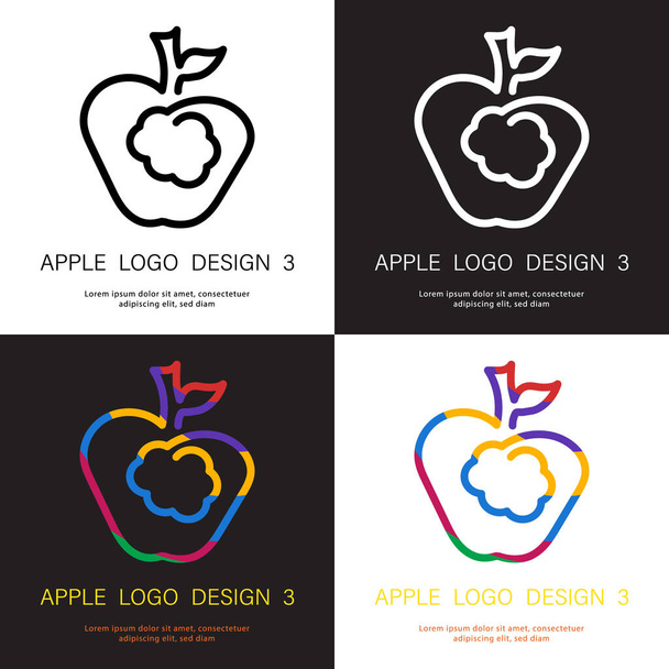 Abstrakcyjny projekt logo jabłko, Projekt logo jabłko dekoracyjne, Projekt logo owoce, Ilustracja wektor, Kolorowe logo jabłko projekt - Wektor, obraz