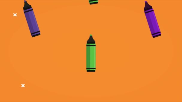 takaisin kouluun animaatio väreillä värikynät kuvio - Materiaali, video