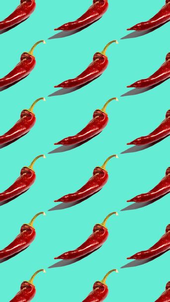 Blue red hot chili pepper pattern wallpaper - Foto, afbeelding