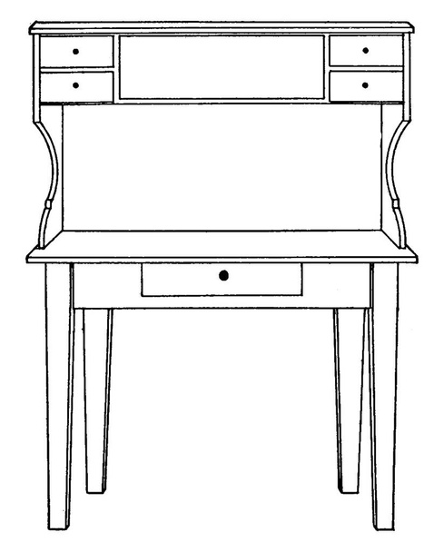 Buffet caseiro feito de um mobiliário antigo usado para colocar coisas, desenho de linha vintage ou gravura ilustração
. - Vetor, Imagem