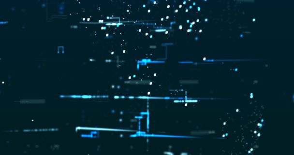 neonblaues globales Datenbild auf dunkelblauem Hintergrund - Foto, Bild