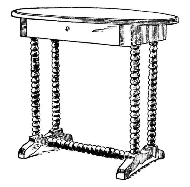 The table on which General Lee signed the surrender, vintage line drawing or engraving illustration. - Vector, Image