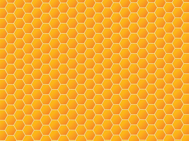 Hunajakenno oranssi tausta mehiläispesästä. Geometrisen kuvion vektorikuvaus. Saumattomat kuusikulmiot kuvio web, tulostaa, tapetti - Vektori, kuva
