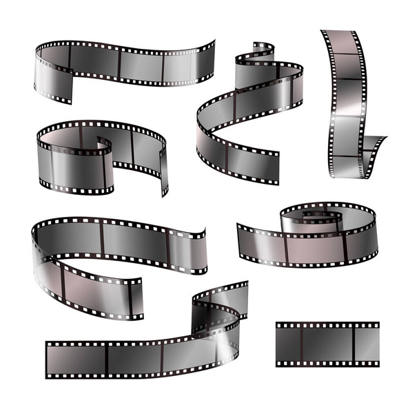 Filmstreifen-Set. Negative Vintage Media Filmstreifen, Filmdesign. Vektorabbildung auf weißem Hintergrund. - Vektor, Bild