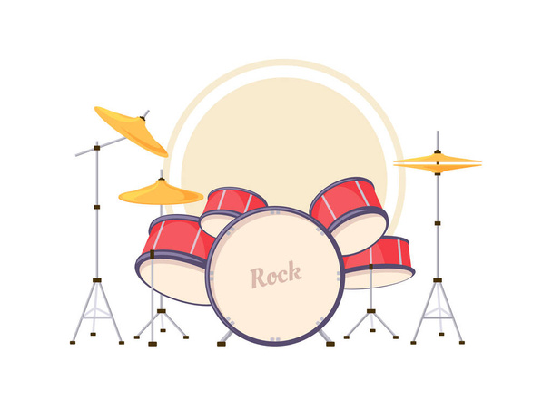 漫画のドラム。白い背景に独立したドラムキットのベクトルイラスト - ベクター画像