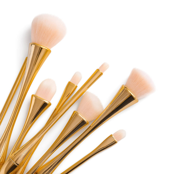 Set of makeup brushes on white background - Fotoğraf, Görsel