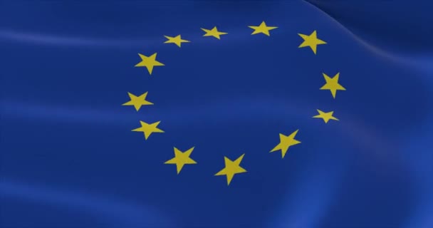 Maailman lippujen heiluttaminen - EU:n virallinen lippu. Euroopan unionin lippu. - Materiaali, video