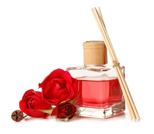 Rose reed diffuser on white background - Photo, Image