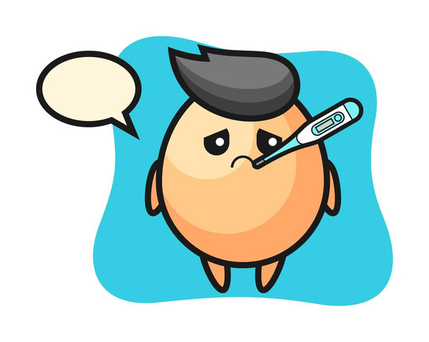 Egg mascot character with fever condition - Vector, Image