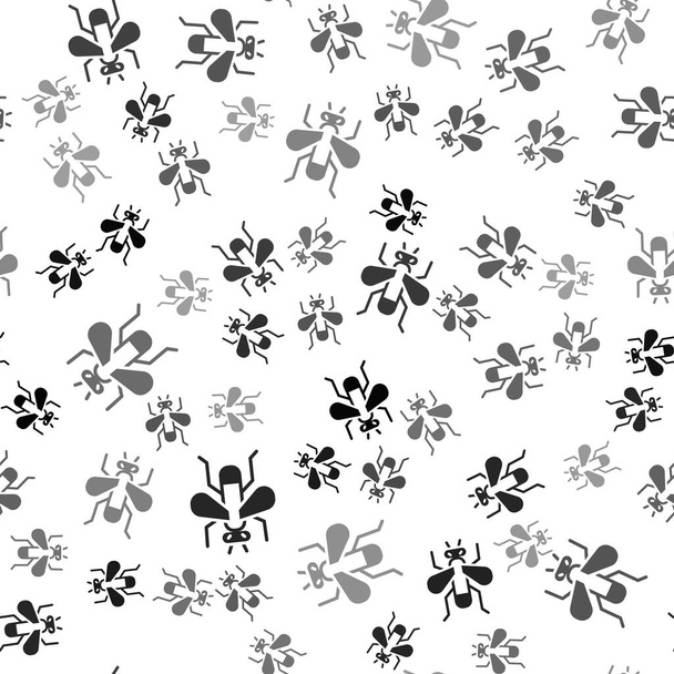 Black Insect fly icon isolated seamless pattern on white background. Vector - Vector, imagen