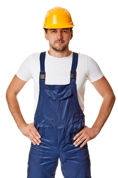 caucasian man construction worker in hard hat - Foto, immagini