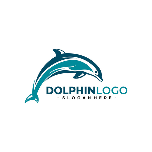 Dolphin Logo Template Vector. Concepto de diseño de logotipo de salto de delfín
. - Vector, imagen