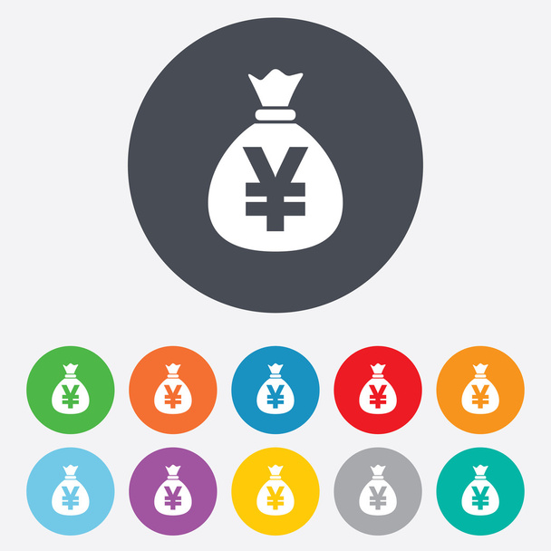 Money bag sign icon. Yen JPY currency. - Vector, Image