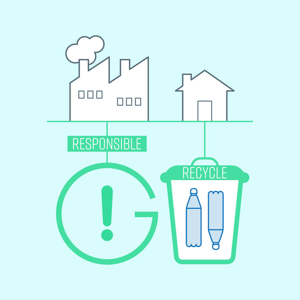 Jdi zodpovědný, jdi recyklovat infografický symbol. Za recyklaci by měl odpovídat výrobce a spotřebitel, aby se chránilo životní prostředí. Vektorové ilustrace obrys plochý design styl. - Vektor, obrázek